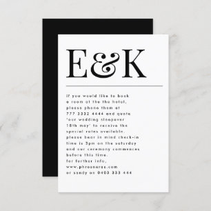 Classic Elegant Bold Big Monogram Wedding Details Enclosure Card