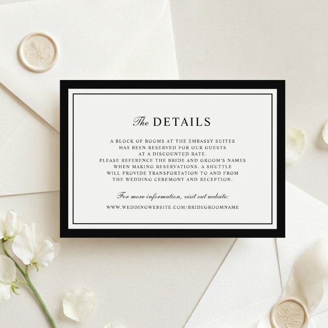 Classic Elegant Border Frame Wedding Details Invitation (Creator Uploaded)