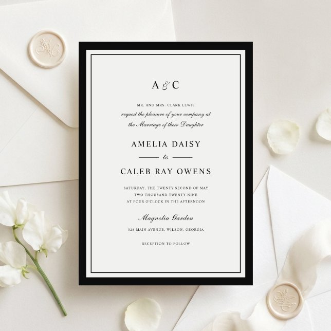 Classic Elegant Border Frame Wedding Invitation (Creator Uploaded)