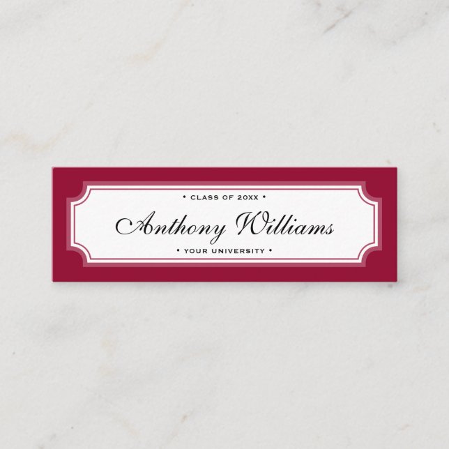 Classic elegant border red graduation name card (Front)