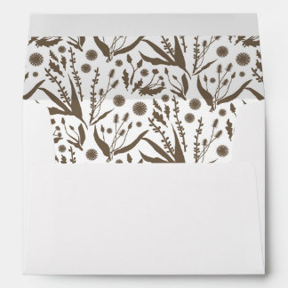 Classic Elegant Botanicals in Dark Taupe Wedding Envelope