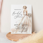 Classic Elegant Bride Wedding Gown Bridal Shower Invitation<br><div class="desc">Capture the essence of timeless elegance and grace with this exquisite bridal shower invitation. Picture a delicate bride adorned in a stunning wedding gown,  holding a lush bouquet of flowers,  her beauty radiating with every step. The invitation itself embodies sophistication,  with tasteful design elements and refined typography.</div>