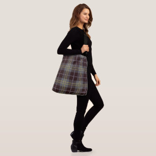 Classic Elegant Brown Plaid Crossbody Bag