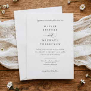 Classic Elegant Calligraphy Black & White Wedding Invitation