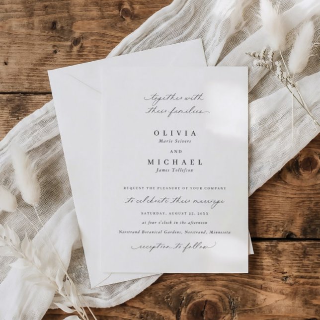 Classic Elegant Calligraphy Formal Wedding Invitation (Elegant calligraphy traditional formal script wedding invitations)