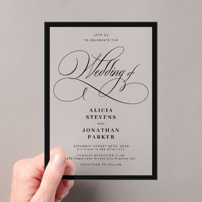Classic elegant calligraphy QR code wedding Acrylic Invitations (Insitu (Handheld))