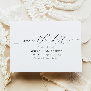 Classic Elegant Calligraphy Script Save the Date Invitation
