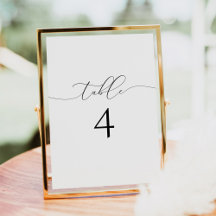 Classic Elegant Calligraphy Script Table Number