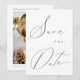 Classic Elegant Calligraphy Wedding Photo Save The Date