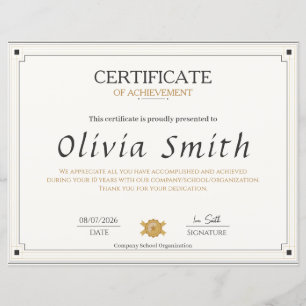 Classic Elegant Certificate of Achievement Design