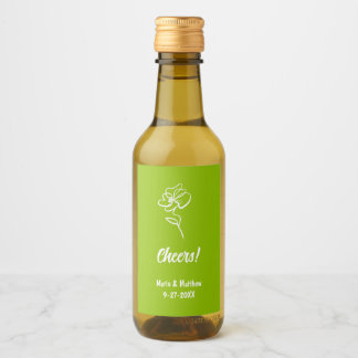 Classic & Elegant Citrus Green Floral Sketch Wine Label
