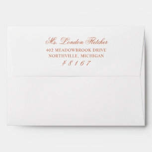Classic Elegant Copper Orange and White Wedding Envelope