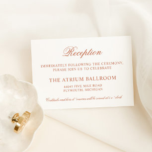 Classic Elegant Copper Wedding Reception Enclosure Card