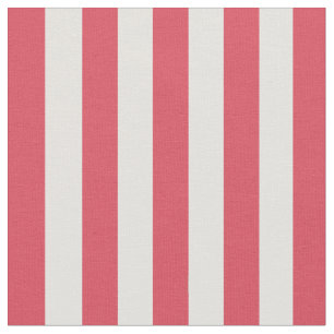 Classic Elegant Coral Pink Red Cream White Stripes Fabric