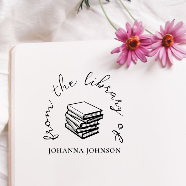 Classic Elegant Custom Name From The Library Book Rubber Stamp (Creator Uploaded)