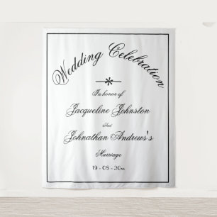  Classic Elegant Customized White Wedding Backdrop Tapestry