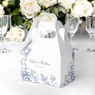 Classic Elegant Dusty Blue Floral Wedding Favor Box