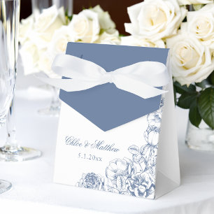 Classic Elegant Dusty Blue Floral Wedding Favor Box