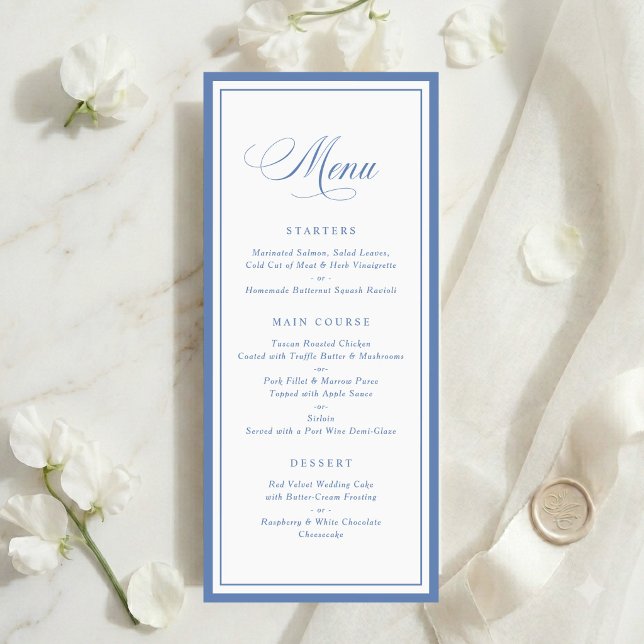 Classic Elegant Dusty Blue Frame Wedding Menu (Creator Uploaded)