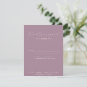 Classic Elegant Dusty Purple Script Wedding  RSVP Card