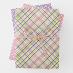 Classic Elegant Easter Plaid Gift Wrap Sheet Set