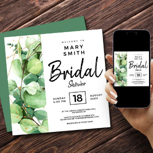 Classic Elegant Eucalyptus wedding bridal shower Invitation