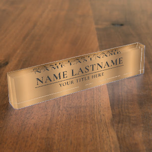 Classic Elegant Faux Bronze Copper Brown Nameplate