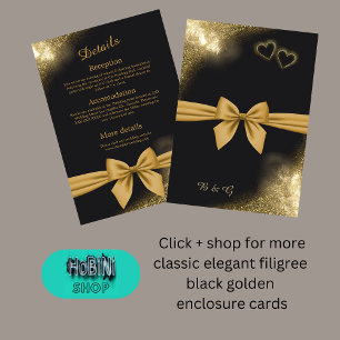 classic elegant filigree black golden wedding enclosure card