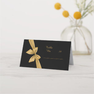 classic elegant filigree black golden wedding place card