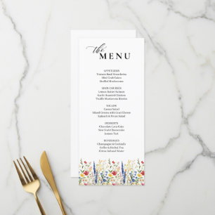 Classic Elegant Floral Garden Bloom Wedding Menu