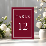Classic Elegant Formal Burgundy Red Wedding Table Number<br><div class="desc">Classic Elegant Formal Burgundy Red Wedding Table Number Card</div>