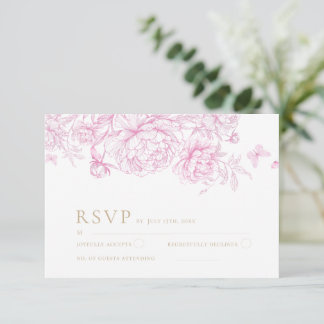 Classic Elegant French Floral Wedding  RSVP Card