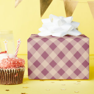 Classic Elegant Gingham Plaid in Muted Mauve Wrapping Paper
