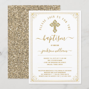 Classic Elegant Gold Baptism Invitation
