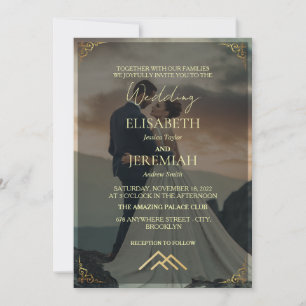 Classic Elegant Gold & Black Overlay Photo Wedding Invitation