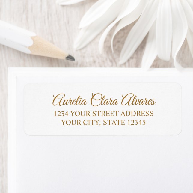 Classic Elegant Gold Calligraphy Adresse de retour (En situation)