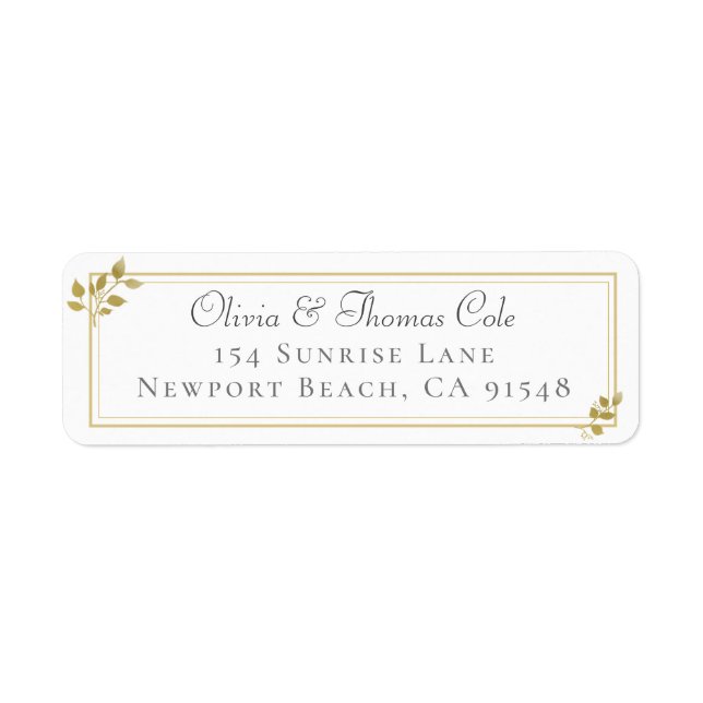 Classic Elegant Gold Eucalyptus Wedding Address (Front)