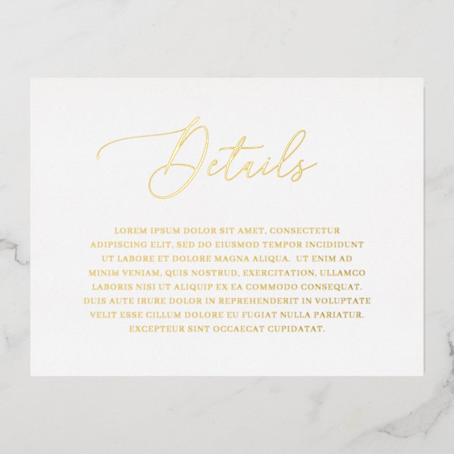 Classic Elegant Gold Foil Wedding Enclosure Card (Front)