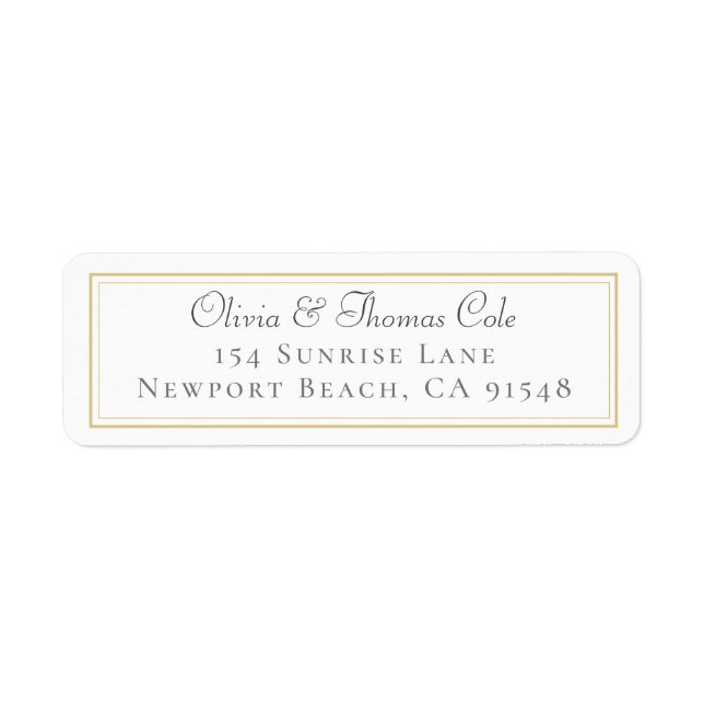 Classic Elegant Gold Frame Mariage Adresse de reto (Devant)