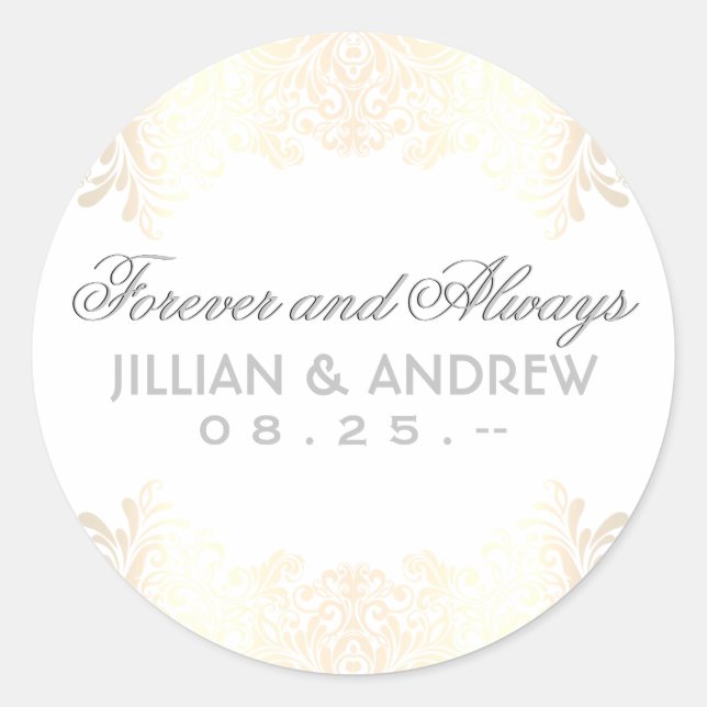 Classic Elegant Gold Monogram Favour Classic Round Sticker (Front)