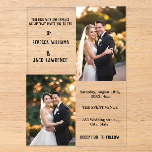 Classic Elegant Gold Photo Wedding Acrylic Invitations