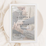 Classic Elegant Gold Photo Wedding Invitation<br><div class="desc">This Classic Elegant Gold Photo Wedding Invitation is simple and versatile. It features a chic white and black design with a soft background photo, monogram, simple gold frame and formal editable text on the front. The back features a full colour vertical photo. Click the edit button to customize this design....</div>