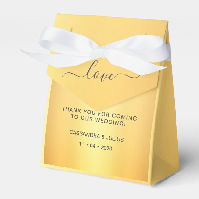 Classic Elegant Gold Thank You Wedding  Favor Box (Front Side)