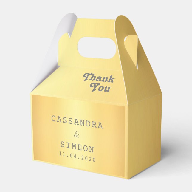 Classic Elegant Gold Thank You Wedding  Favour Box (Front Side)