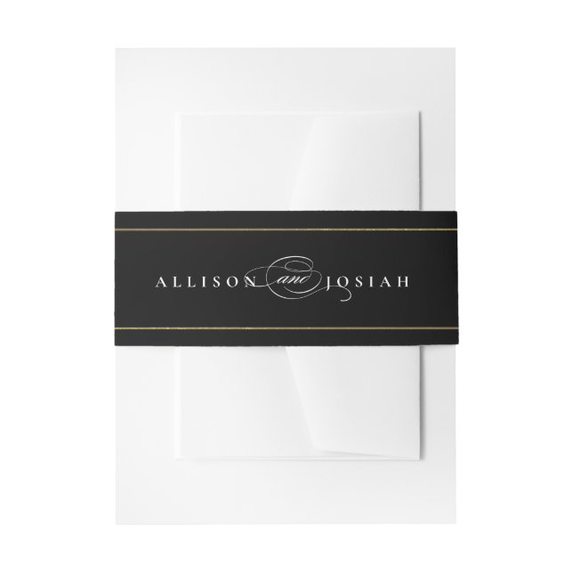 Classic Elegant Gold Wedding Invitation Belly Band (Front Example)