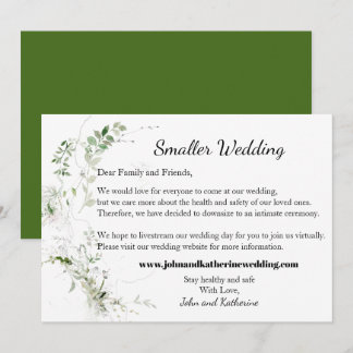 Classic Elegant Green Leaves Smaller Wedding Announcement