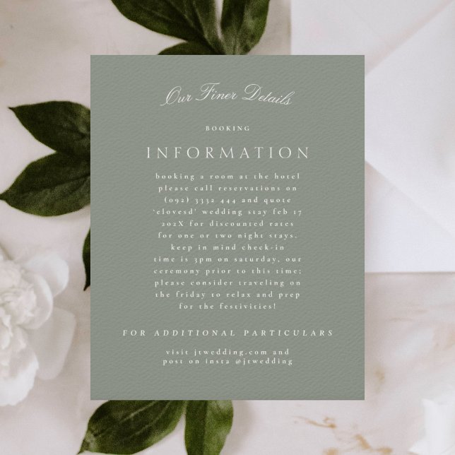 Classic Elegant Grey Green Formal Wedding Enclosure Card (Creator Uploaded)