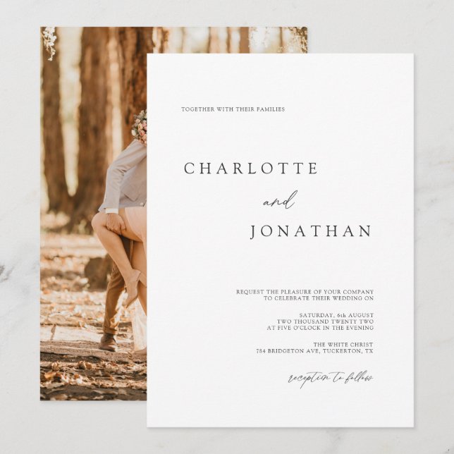 Classic Elegant Hand Written Photo Wedding Invitation (Front/Back)