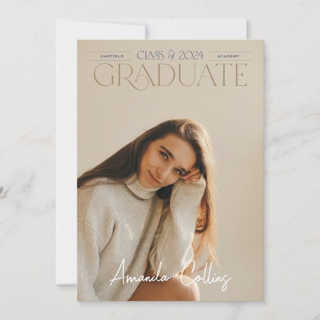Classic & Elegant Headline Photo Grad Announcement (Front)