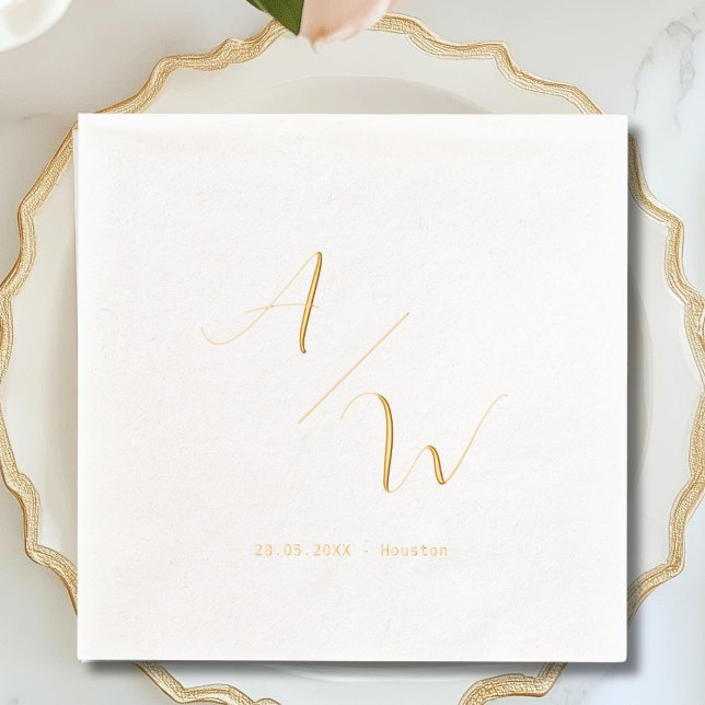 Classic Elegant Initials Foil Wedding  Napkins (Classic Elegant Initials Foil Wedding Foil Napkins)